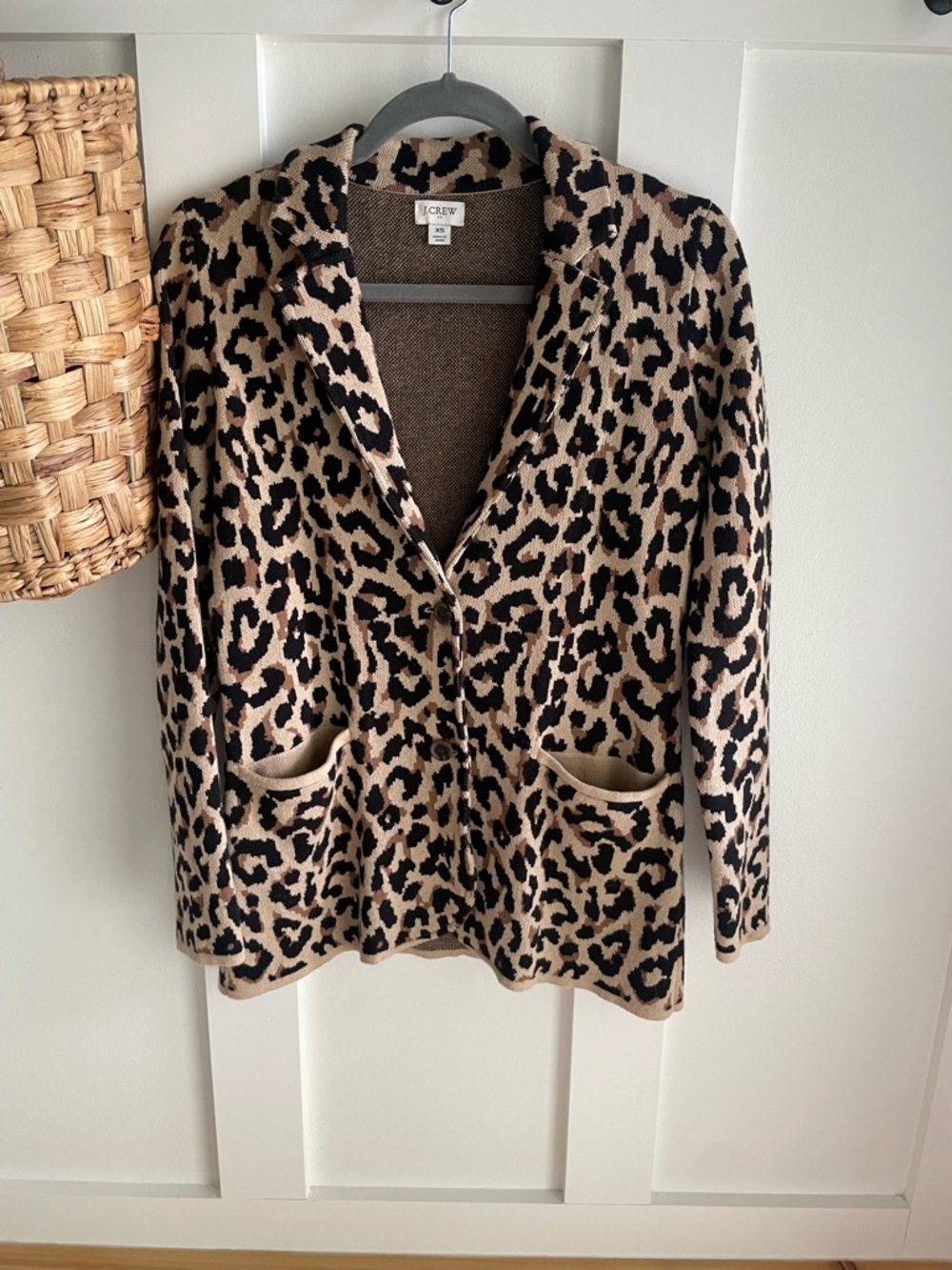 J. Crew Leopard Print Knit Cardigan in Tan and Black